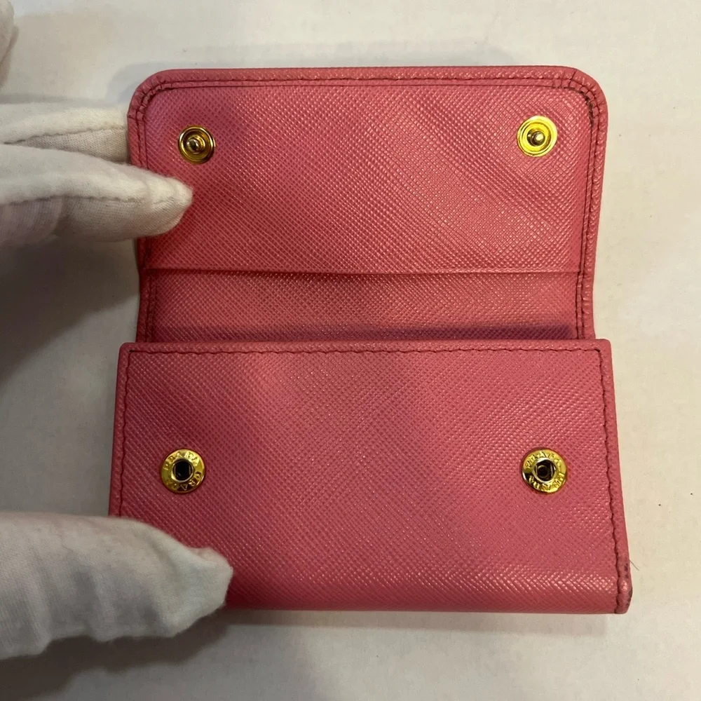 PRADA authentic Saffiano leather pink‎ key  card case with box